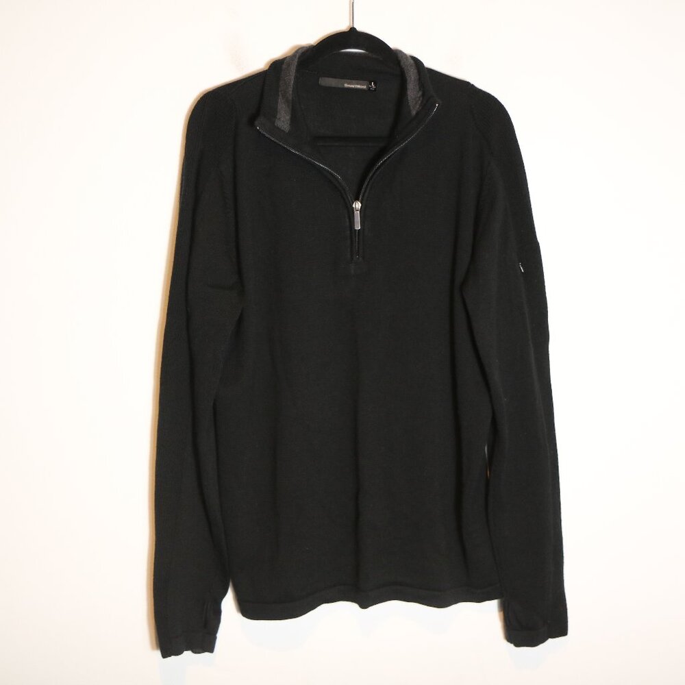 Smartwool Mens 100% Merino Wool Quarter Zip Pullover Sweater Large Black Knit